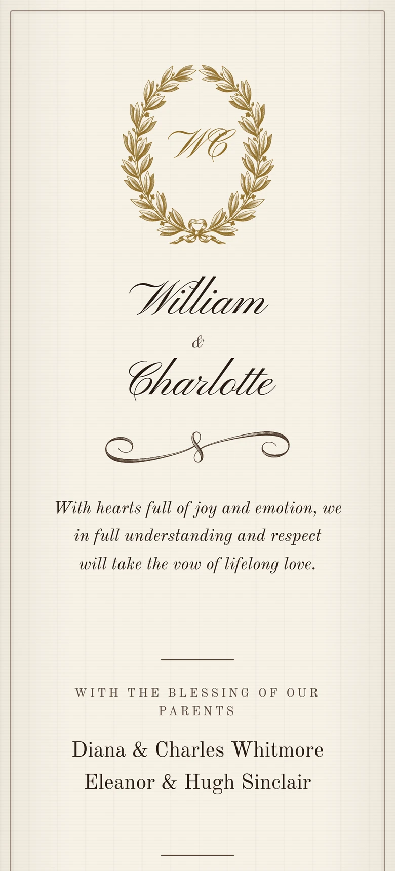 Vintage Elegance II wedding invitation template preview