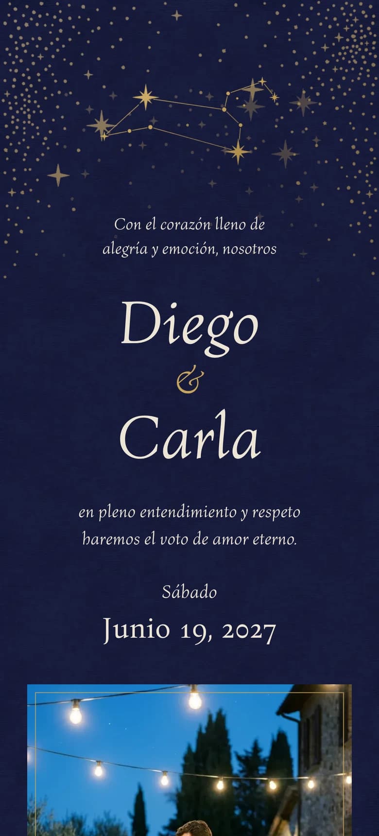 Vista previa de la plantilla de invitación de boda Celestial II