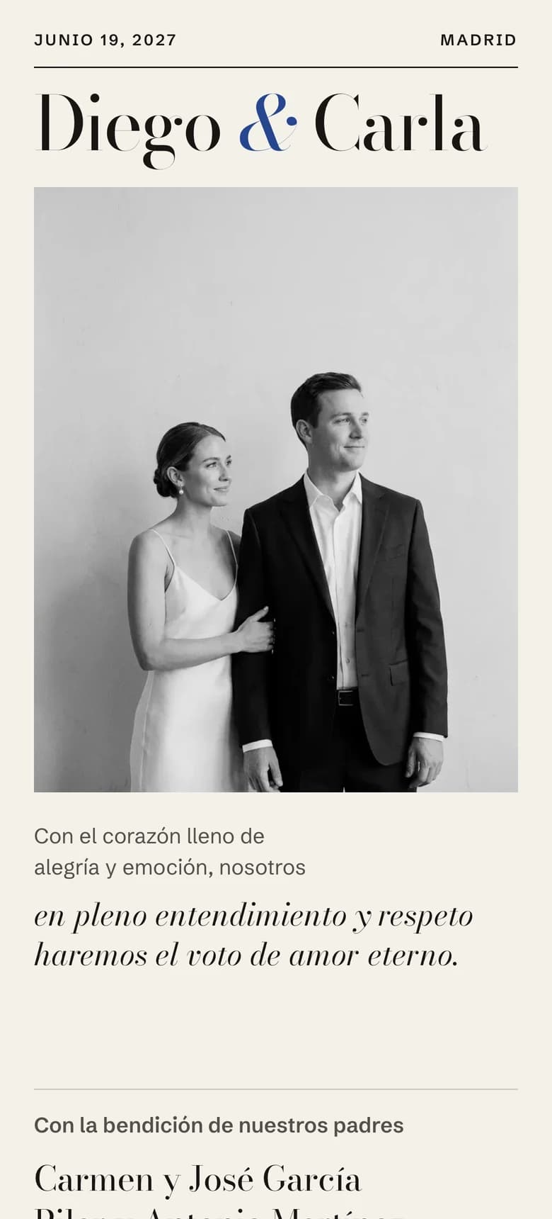 Vista previa de la plantilla de invitación de boda Editorial Minimalist II
