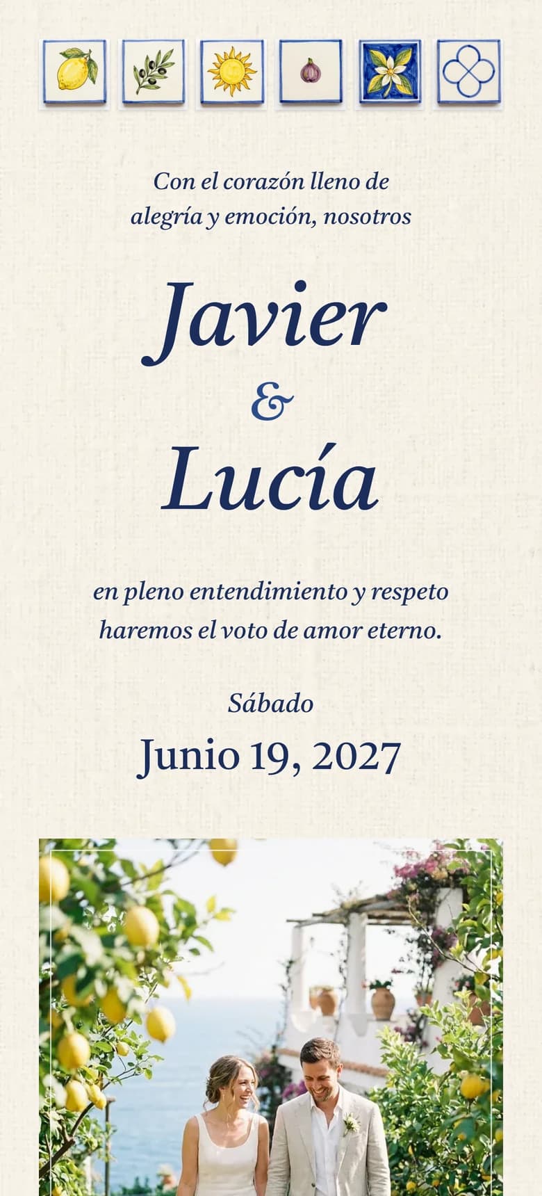 Vista previa de la plantilla de invitación de boda Mediterráneo II