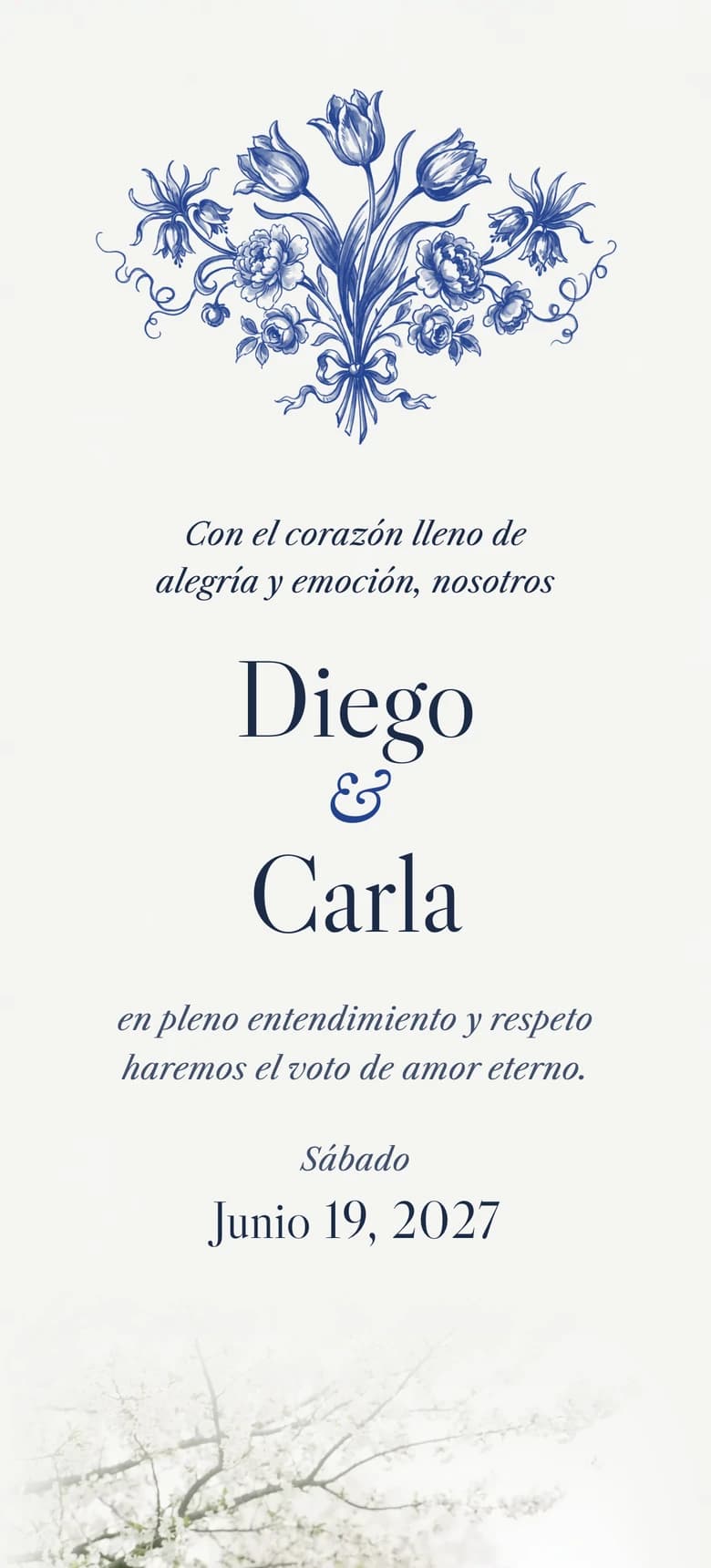 Vista previa de la plantilla de invitación de boda Delft Porcelain II