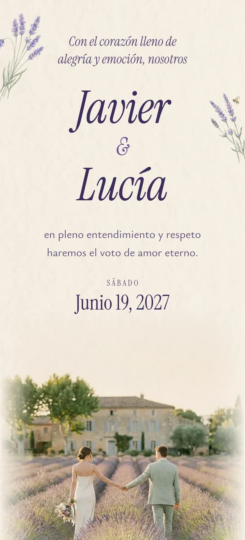 Vista previa de la plantilla de invitación de boda Provencal Lavender II