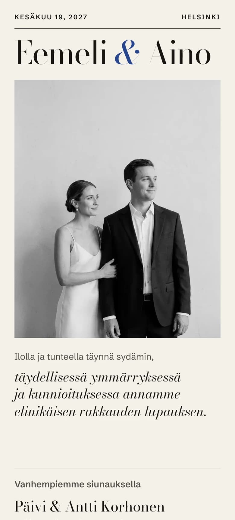 Esikatselu hääkutsupohjasta Editorial Minimalist II