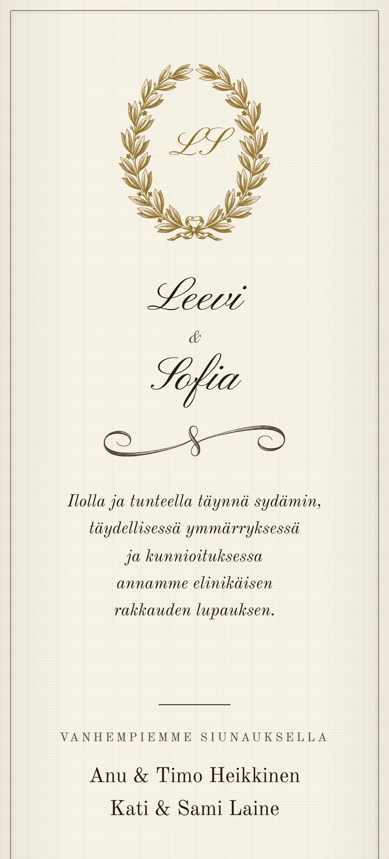 Esikatselu hääkutsupohjasta Vintage Elegance II