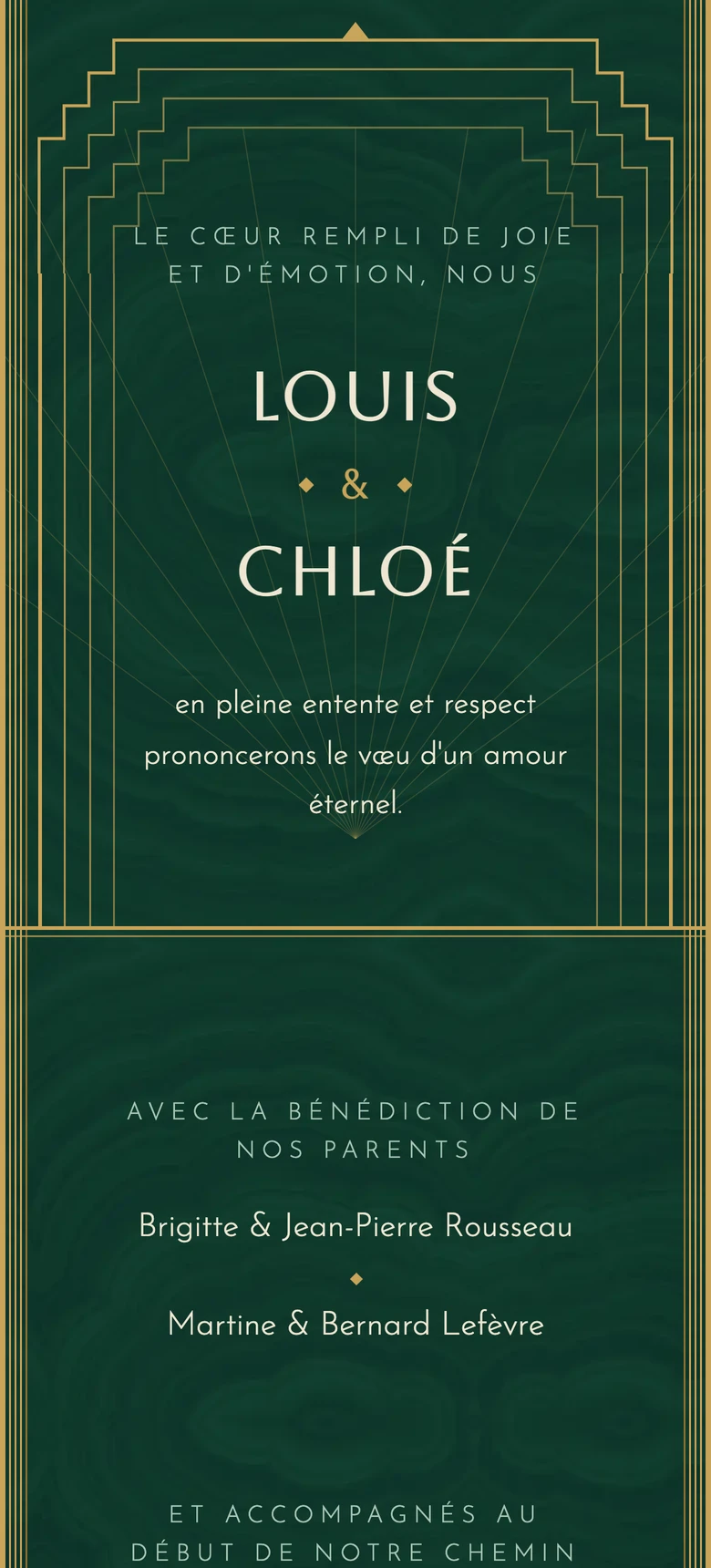 Aperçu du modèle d'invitation de mariage Art Deco II