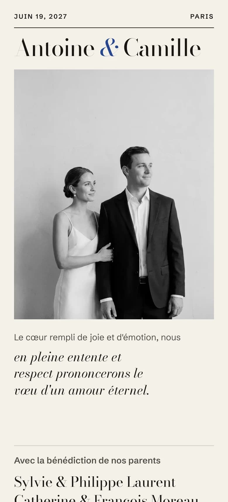 Aperçu du modèle d'invitation de mariage Editorial Minimalist II