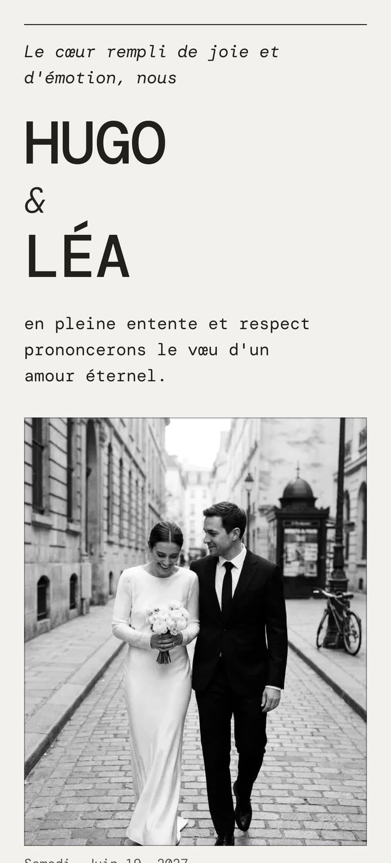 Aperçu du modèle d'invitation de mariage Editorial Mono II