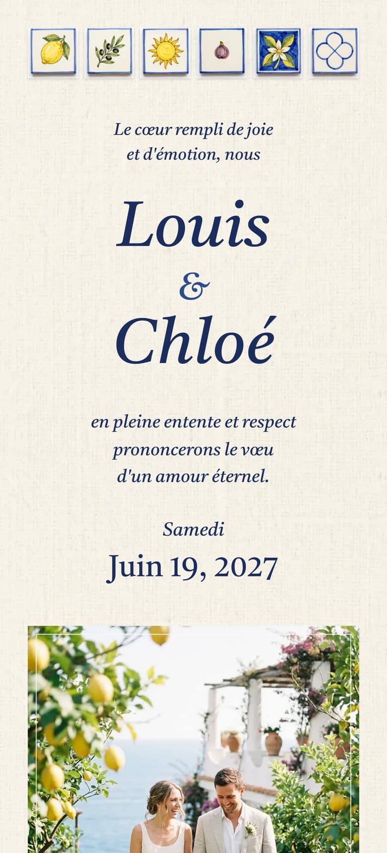 Aperçu du modèle d'invitation de mariage Méditerranée II