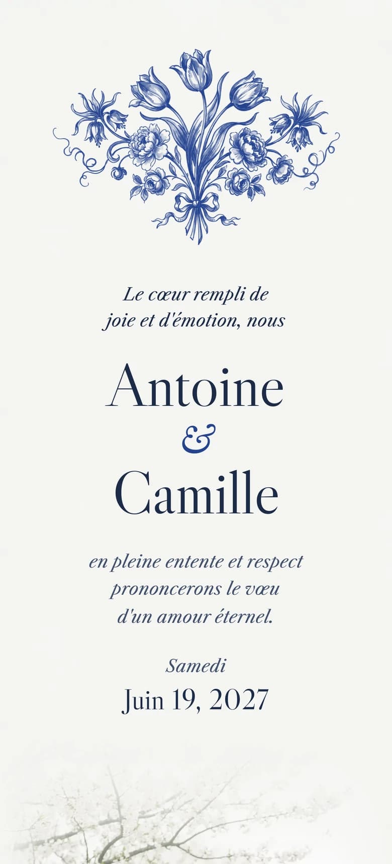 Aperçu du modèle d'invitation de mariage Delft Porcelain II