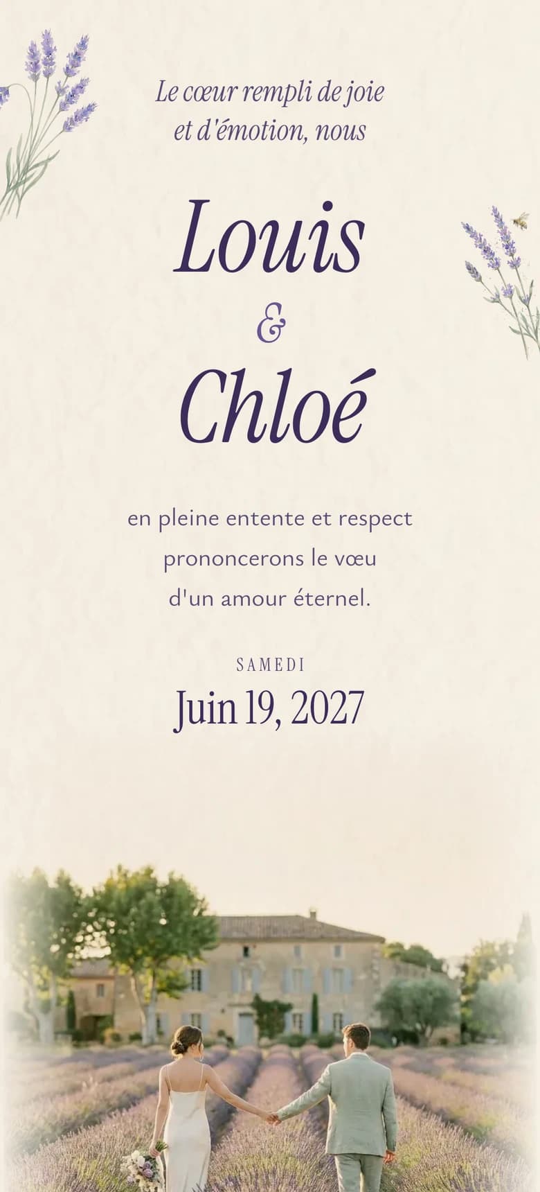 Aperçu du modèle d'invitation de mariage Provencal Lavender II