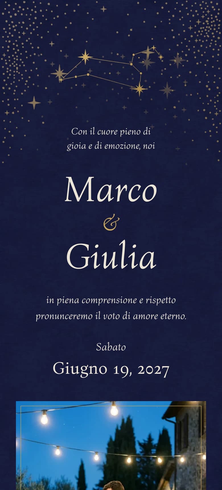 Anteprima del modello di invito di nozze Celestial II