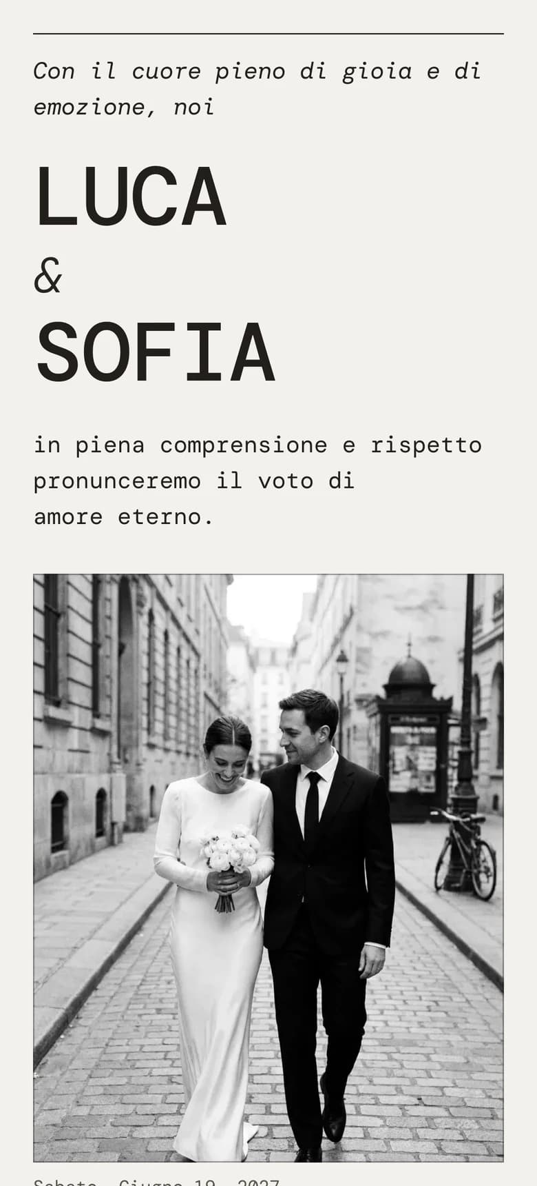 Anteprima del modello di invito di nozze Editorial Mono II