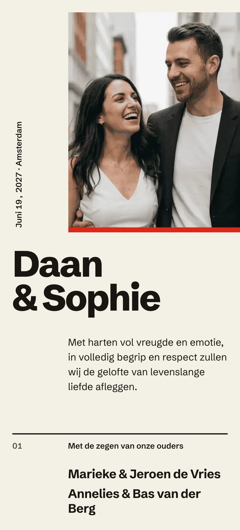 Voorbeeld van de trouwuitnodiging Swiss Poster II