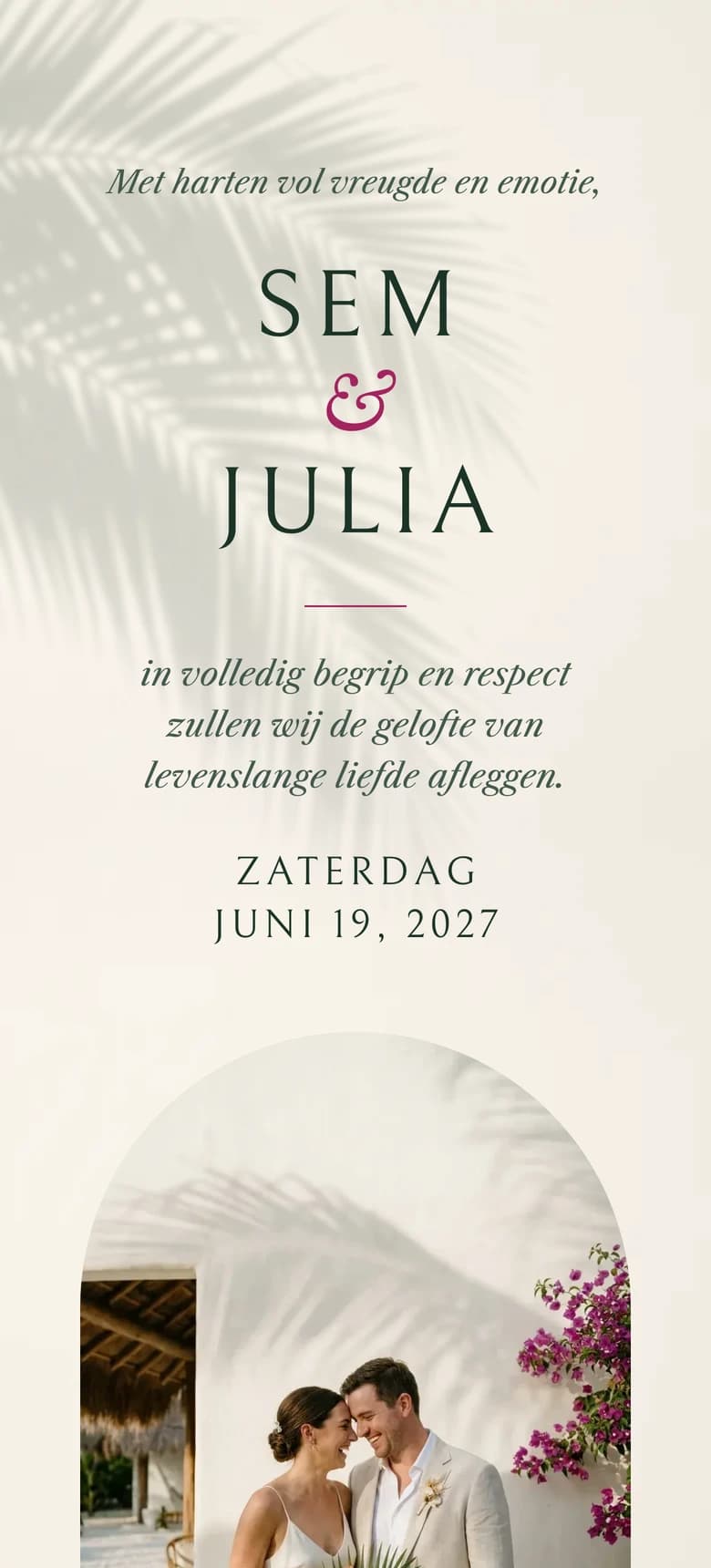 Voorbeeld van de trouwuitnodiging Tropical Beach II