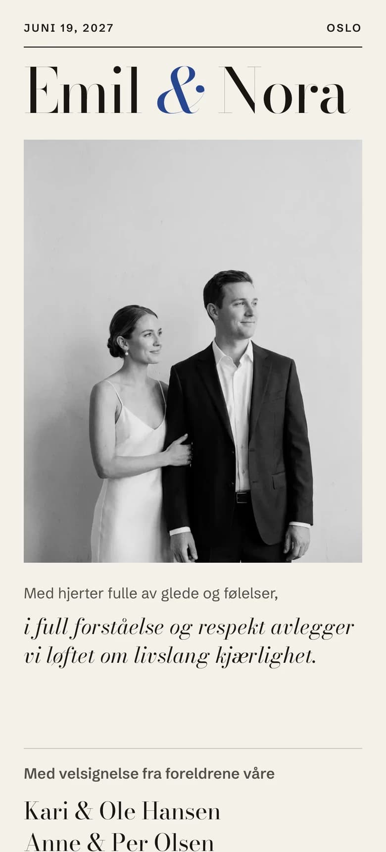 Forhåndsvisning av bryllupsinvitasjonen Editorial Minimalist II