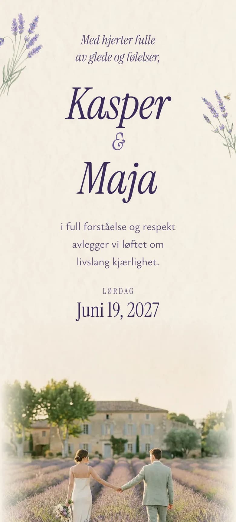 Forhåndsvisning av bryllupsinvitasjonen Provencal Lavender II