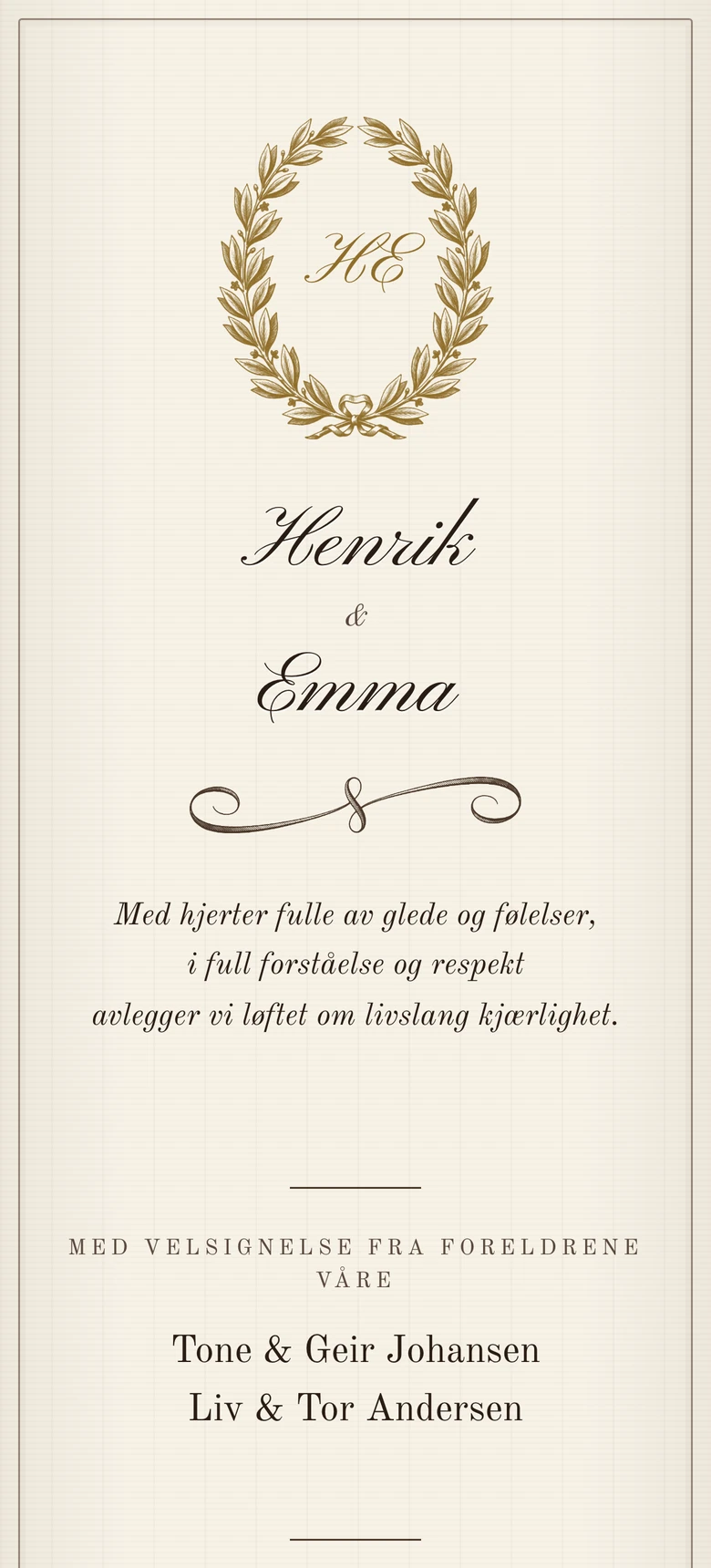 Forhåndsvisning av bryllupsinvitasjonen Vintage Elegance II