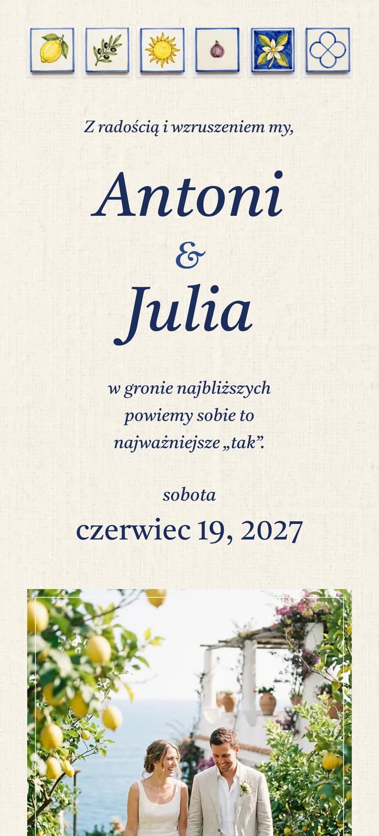 Podgląd szablonu zaproszenia ślubnego Śródziemnomorski II