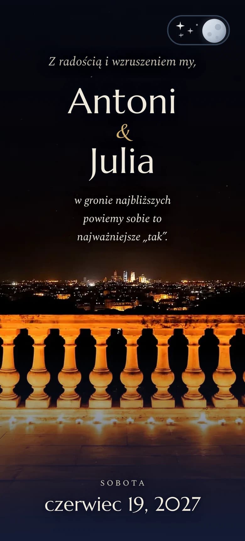 Podgląd szablonu zaproszenia ślubnego Royal Balcony II