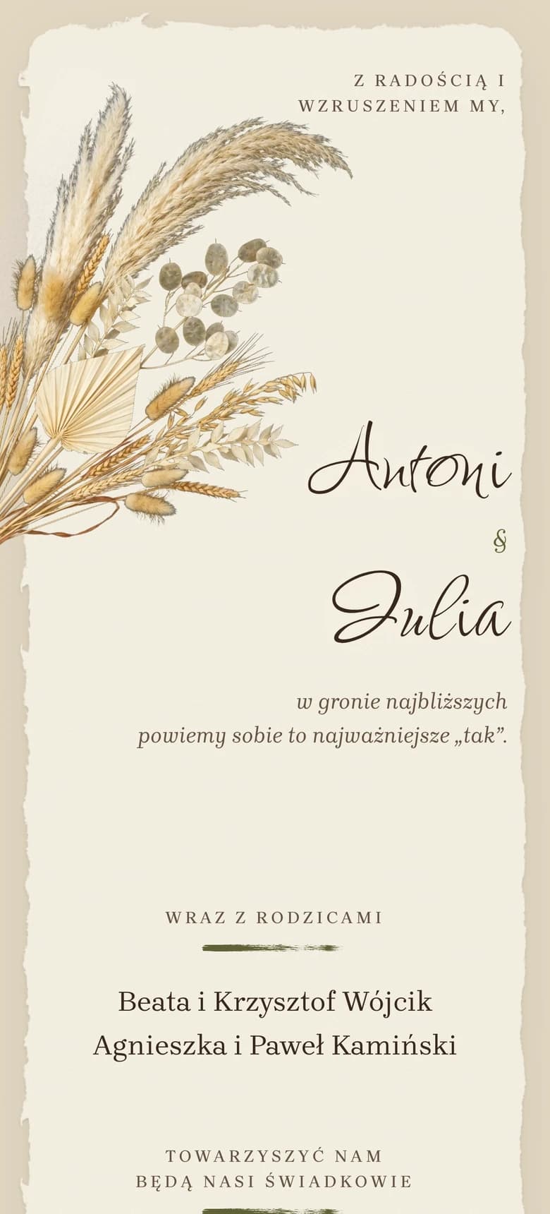 Podgląd szablonu zaproszenia ślubnego Rustic Bohemian II