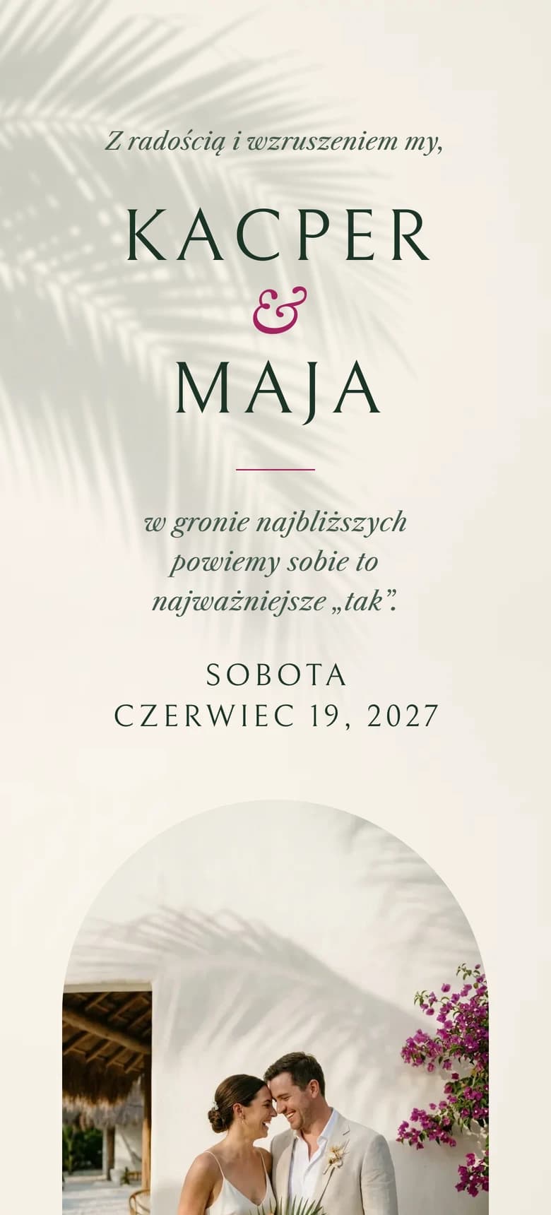 Podgląd szablonu zaproszenia ślubnego Tropical Beach II