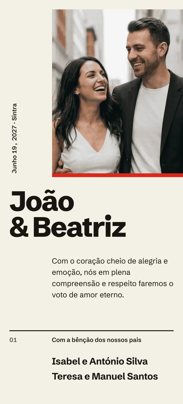 Pré-visualização do modelo de convite de casamento Swiss Poster II