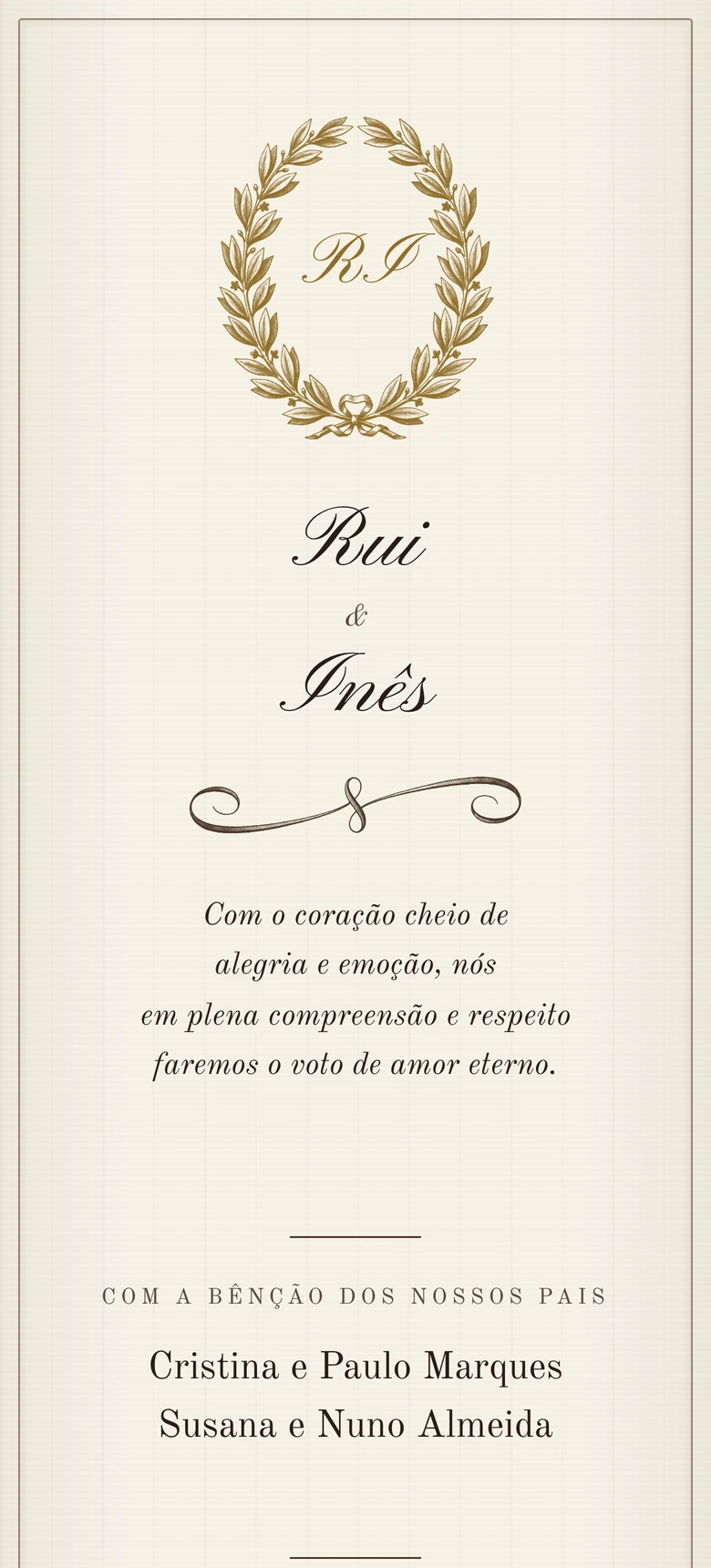 Pré-visualização do modelo de convite de casamento Vintage Elegance II