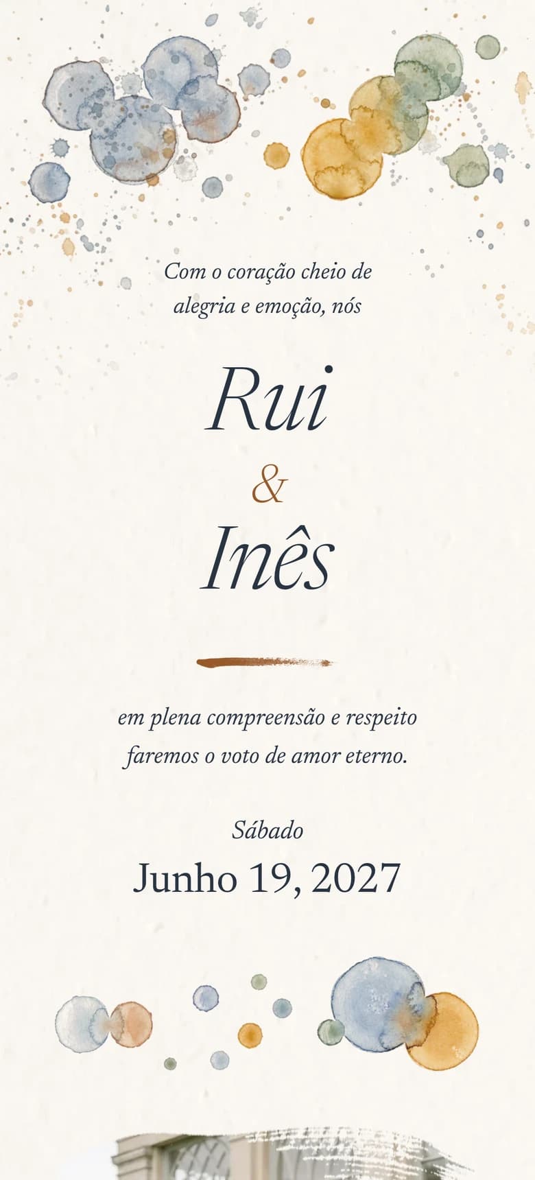 Pré-visualização do modelo de convite de casamento Watercolor II