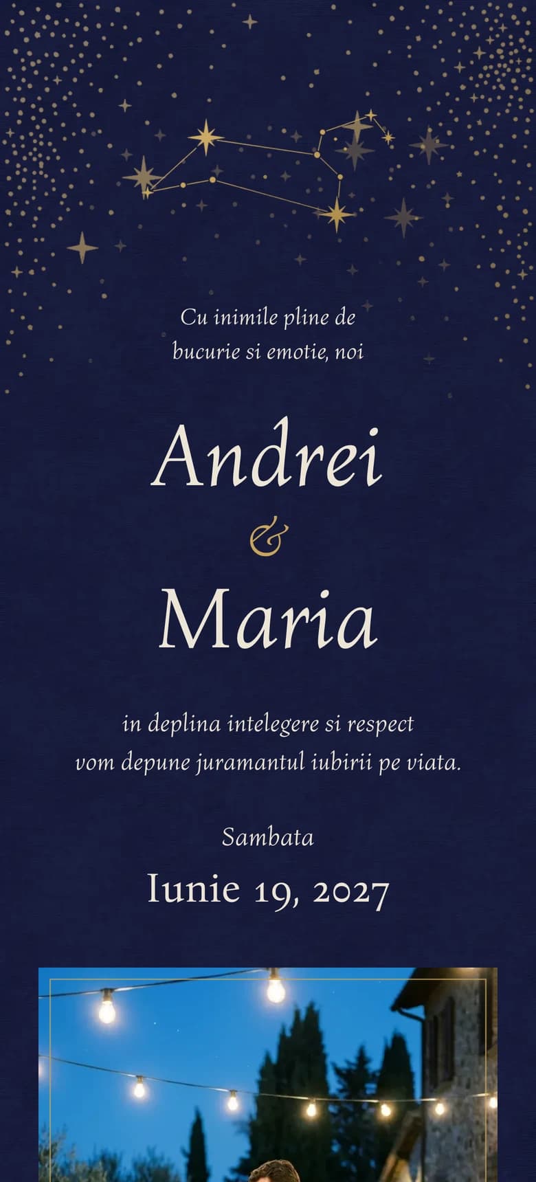 Previzualizare model invitatie nunta Celestial II