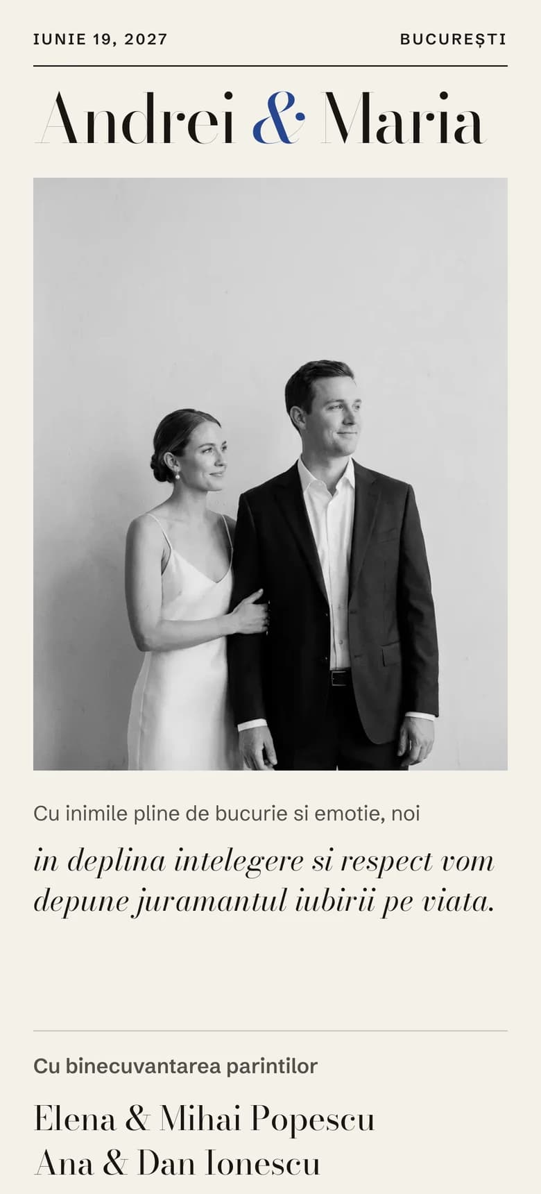 Previzualizare model invitatie nunta Editorial Minimalist II