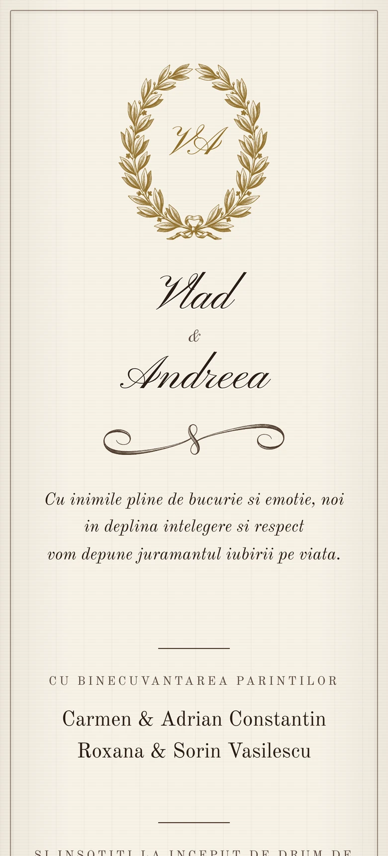 Previzualizare model invitatie nunta Vintage Elegance II