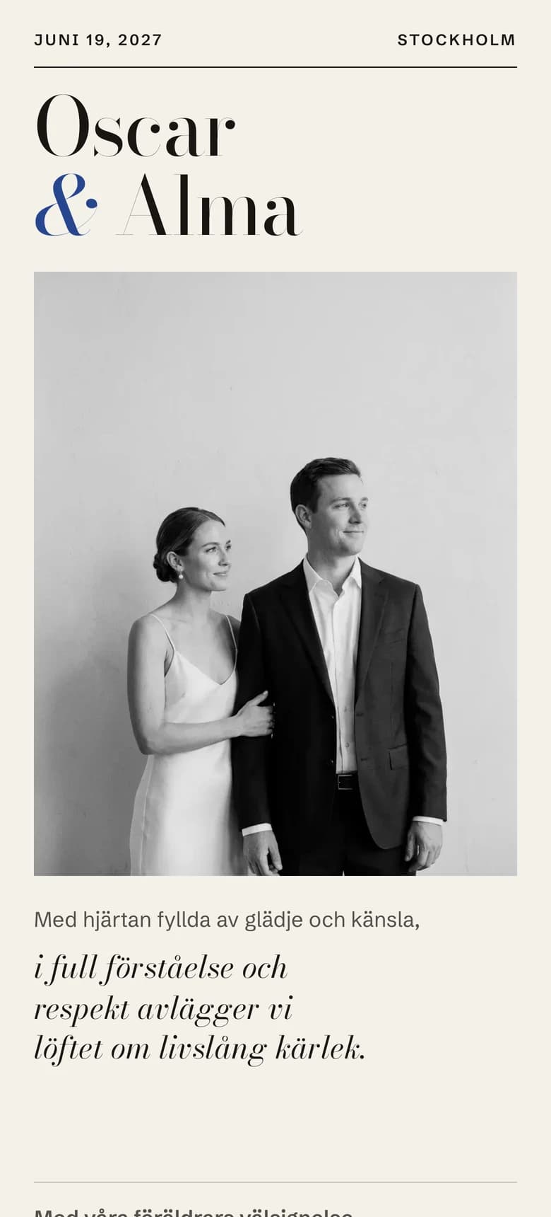 Förhandsvisning av bröllopsinbjudan Editorial Minimalist II